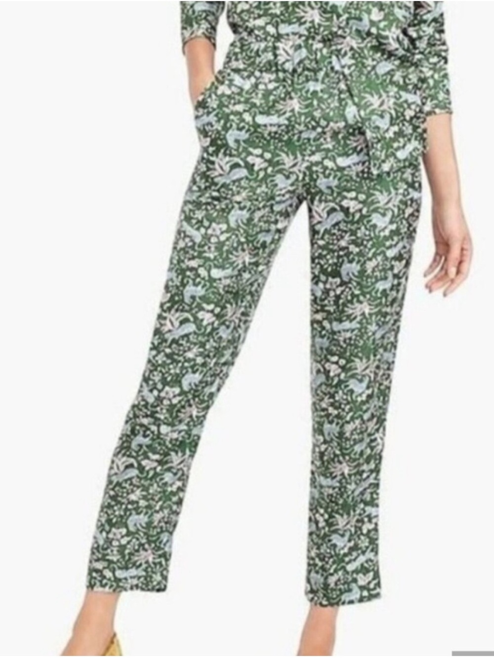J. Crew Collection Women's Pull On Silk Twill Easy Pants in Ivy Shale Size 8